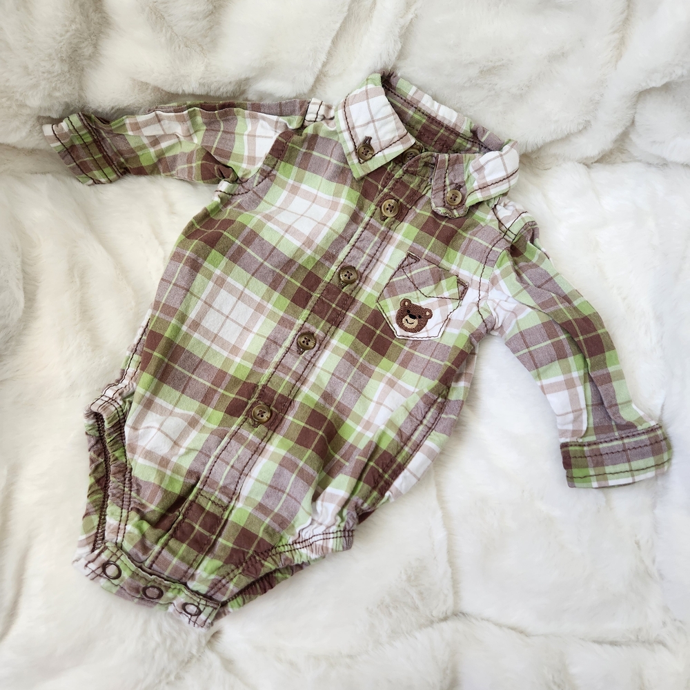 Carter's Plaid Bodysuit in Green and Brown